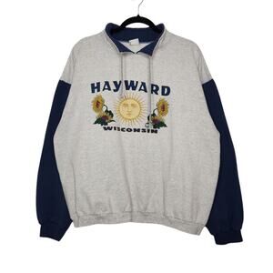 Vintage Hayward Wisconsin Sun Sunflowers Tourist Destination Sweatshirt 90s